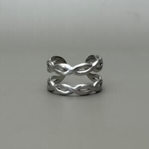 Sterling Silver Braided Open Band Ring - Men Accessories